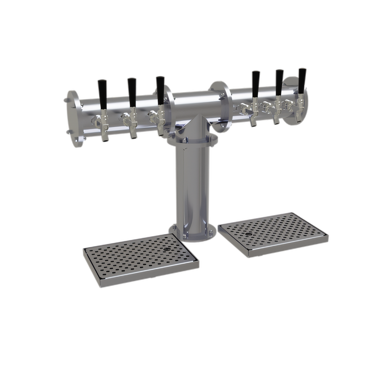 Product image #1 for Glastender Pipe Tee Countertop Draft Dispensing Tower, 6 Faucets, Air-Cooled, Grainline Stainless Steel Finish