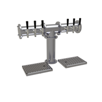 Glastender Pipe Tee Countertop Draft Dispensing Tower, 6 Faucets, Air-Cooled, Grainline Stainless Steel Finish