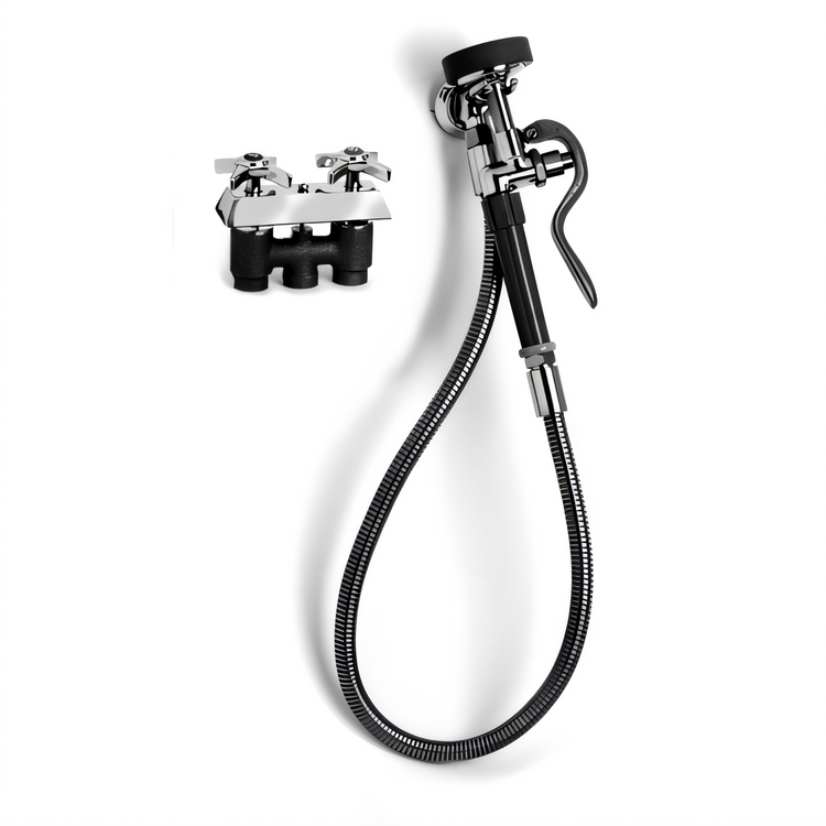 Product image #1 for T&S Brass B-0105 Pre-Rinse Spray Assembly with Concealed Mixing Faucet, 44-Inch Hose, and Wall Hook Outlet