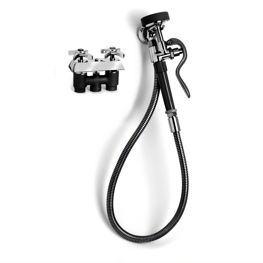 Product image #1 for T&S Brass B-0105 Pre-Rinse Spray Assembly with Concealed Mixing Faucet, 44-Inch Hose, and Wall Hook Outlet