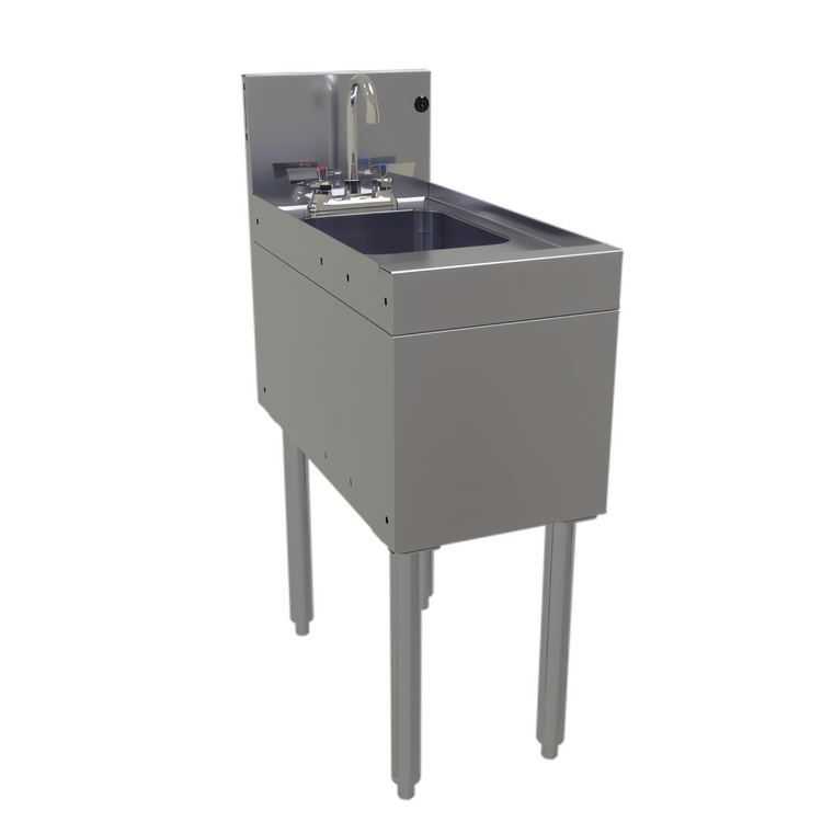 Product image #1 for Glastender Free-Standing Underbar Hand Sink Unit with Deck-Mount Faucet, 12"W x 24"D, Stainless Steel