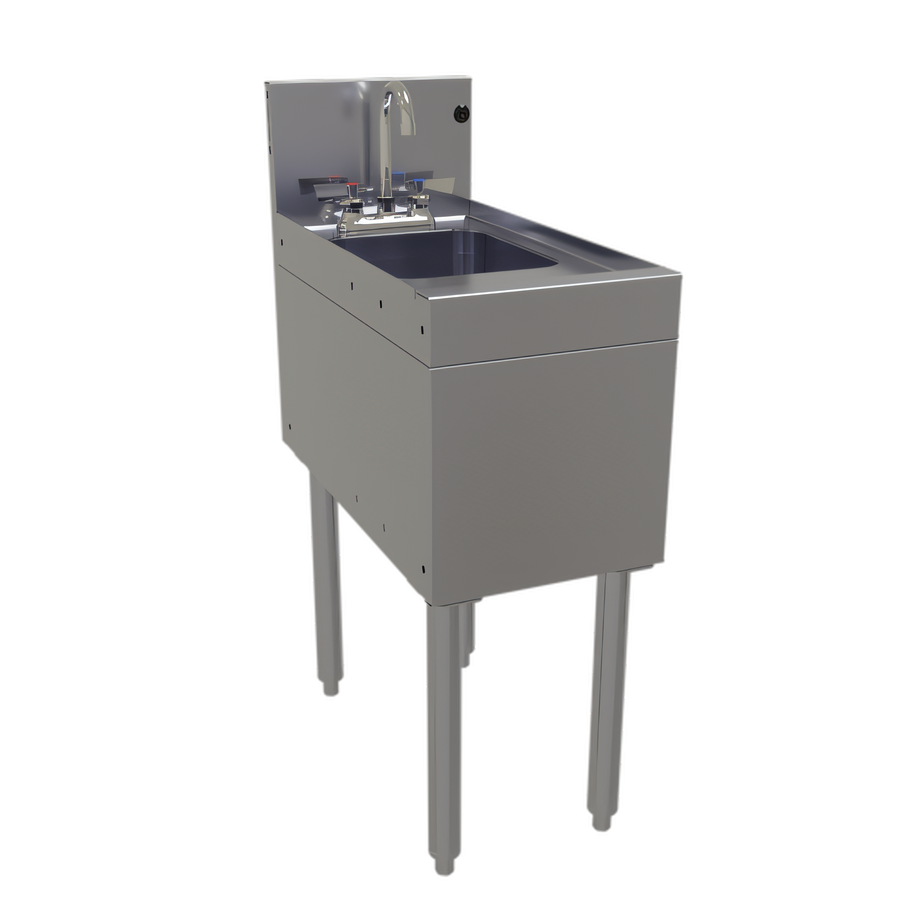 Product image #1 for Glastender Free-Standing Underbar Hand Sink Unit with Deck-Mount Faucet, 12"W x 24"D, Stainless Steel