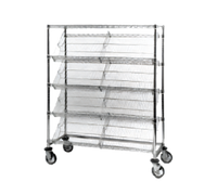 Metro Super Erecta Adjustable 5-Shelf Slanted-Shelf Merchandiser/Dispenser Rack, 48 x 18 x 70 Inches, Open Wire, Locking Casters