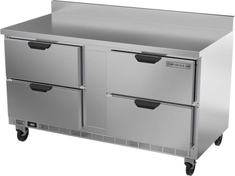Product image #1 for Beverage-Air 60-Inch Two-Section Worktop Freezer with 4 Drawers and Foamed-In-Place Backsplash