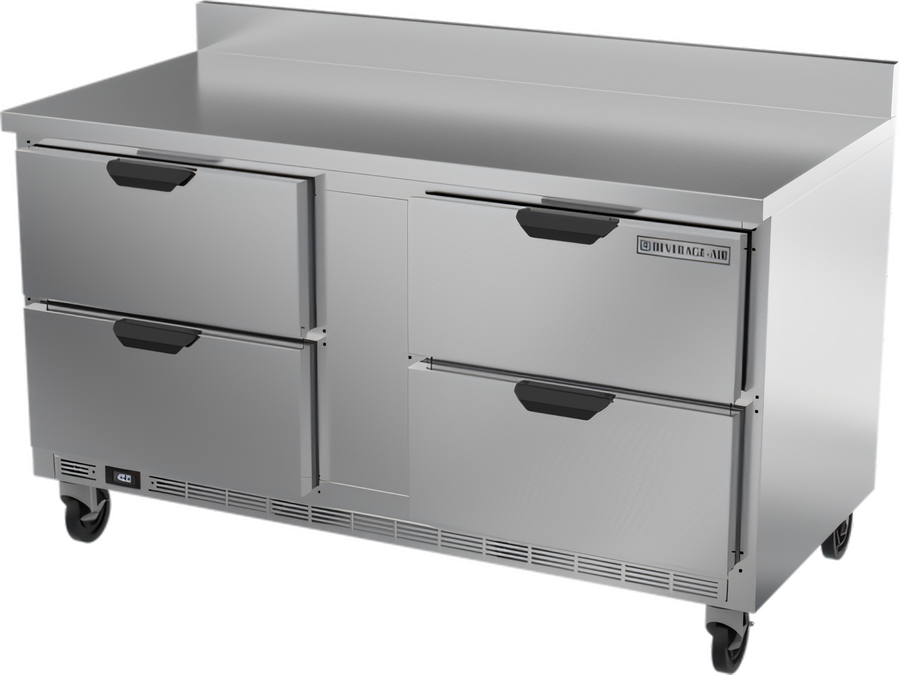 Product image #1 for Beverage-Air 60-Inch Two-Section Worktop Freezer with 4 Drawers and Foamed-In-Place Backsplash