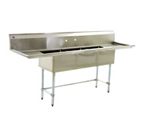 BlendPort BPFC Series 3-Compartment Sink with Dual 18-Inch Drainboards, 18 x 18 x 14-Inch Bowls, 304 Stainless Steel