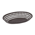 Thumbnail image #1 for Winco POB-K Large Oval Fast Food Basket, Black Heavy-Duty Plastic, 10-1/4" x 6-3/4" x 2"H Case of 12