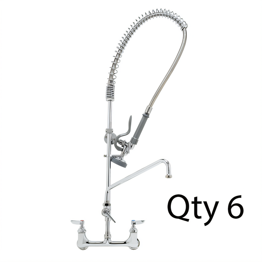 Product image #1 for T&S Brass EasyInstall Wall-Mount Pre-Rinse Unit with Mixing Faucet, Add-On Faucet, and 14-Inch Swing Nozzle