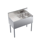 Thumbnail image #1 for Krowne Royal Series KR19-32R 36-Inch Two-Compartment Stainless Steel Underbar Sink with Left Drainboard and Swing-Spout Faucet