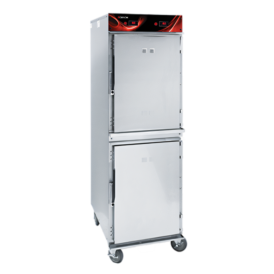 Product image #1 for Cres Cor Mobile 2-Compartment Radiant Heated Holding Cabinet with Top-Mount Heater, Dutch Doors, 16-Pan Capacity