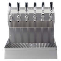 Kronos 18-Inch Wall-Mount 6-Faucet Glycol-Cooled Draft Tower with Integrated Drip Tray and Glass Rinser