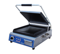 Globe Deluxe 14-Inch Electric Single Countertop Sandwich/Panini Grill with Smooth Cast Iron Plates