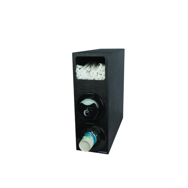Product image #1 for Sentry Beverage & Lid Dispenser Cabinet with Cup Dispenser, Lid Dispenser, and Straw Compartment, Black