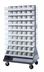 Thumbnail image #1 for Quantum Mobile Double-Sided Louvered Bin Rack with 120 Clear Bins, 36 x 25 x 72 Inches, 1200 lb Capacity