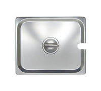 1/2 Size Slotted Flat Stainless Steel Steam Table Pan Cover with Recessed Handle