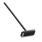 Thumbnail image #1 for Omcan USA 80947 Pizza Oven Brush, Double-Sided Wire Bristles, Side Metal Scraper, Black Handle