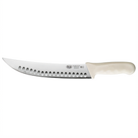 Stäl 9-1/2 Inch Cimeter Butcher Knife, Hollow Ground, Stamped High-Carbon Steel, White Polypropylene Handle