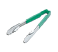 Vollrath Jacob's Pride 12-Inch Springless Utility Tongs with Scalloped Teeth and Green Kool-Touch Handle