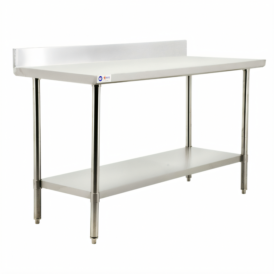 Product image #1 for Omcan 72-Inch Stainless Steel Work Table with 4-Inch Backsplash and Undershelf