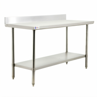 Omcan 72-Inch Stainless Steel Work Table with 4-Inch Backsplash and Undershelf