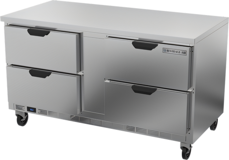 Product image #1 for Beverage-Air 60-Inch Two-Section Worktop Refrigerator with 4 Drawers, Flat Top