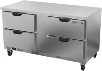 Beverage-Air 60-Inch Two-Section Worktop Refrigerator with 4 Drawers, Flat Top