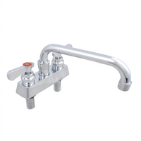 John Boos Heavy Duty Lead-Free Deck-Mount Manual Faucet with 6-Inch Swing Spout, 4-Inch Centers, Chrome Finish