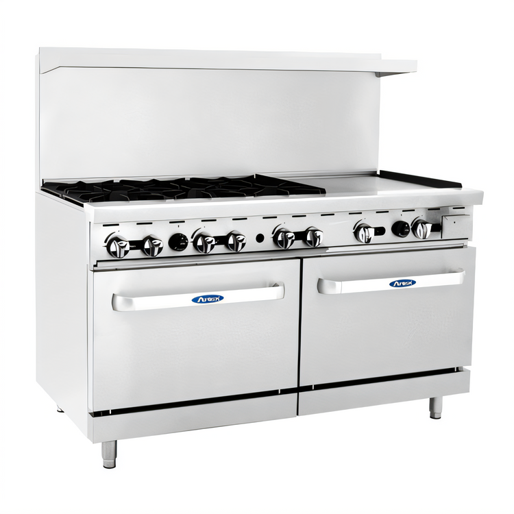 Product image #1 for CookRite 60-Inch LP Combination Gas Range with 6 Open Burners, 24-Inch Right Griddle, and 2 Standard Ovens