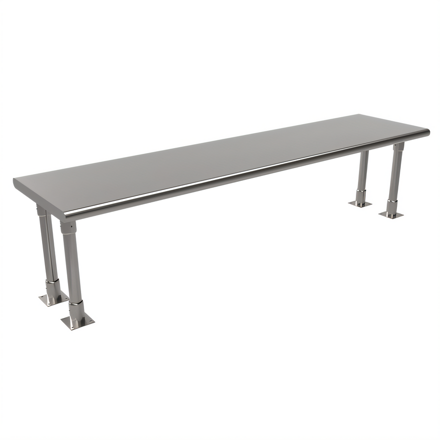 Product image #1 for BK Resources 72-Inch Single Bullnose Overshelf, 18-Inch Deep, Table-Mount, 16-Gauge Stainless Steel