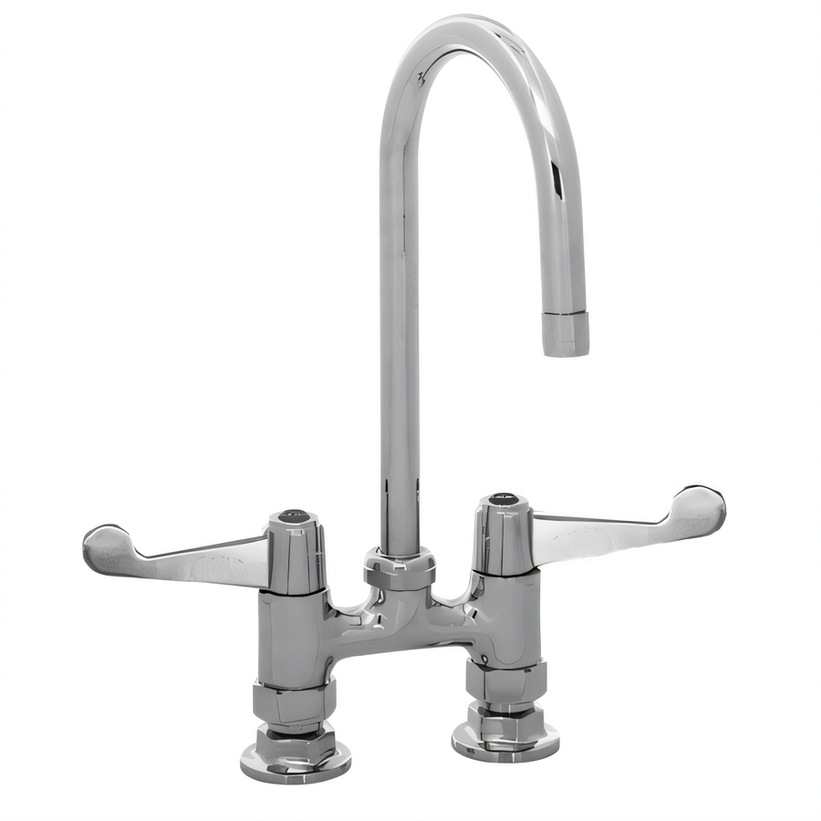 Product image #1 for T&S equip 4-Inch Center Deck Mount Mixing Faucet with 5-1/2-Inch Swivel Gooseneck