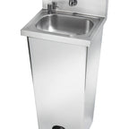 Thumbnail image #1 for Krowne HS-14 Pedestal-Mounted Stainless Steel Hand Sink with Foot Pedal Valve, Gooseneck Faucet & Soap Dispenser