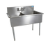 Thumbnail image #1 for BK Resources 39-Inch Two-Compartment Budget Sink with 8-Inch Backsplash, 18-Gauge 430 Stainless Steel, Galvanized Legs