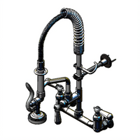 T&S Brass Mini Pre-Rinse Wall Mount Faucet with 8-Inch Centers, Low-Flow Spray Valve and Add-On Faucet Nozzle