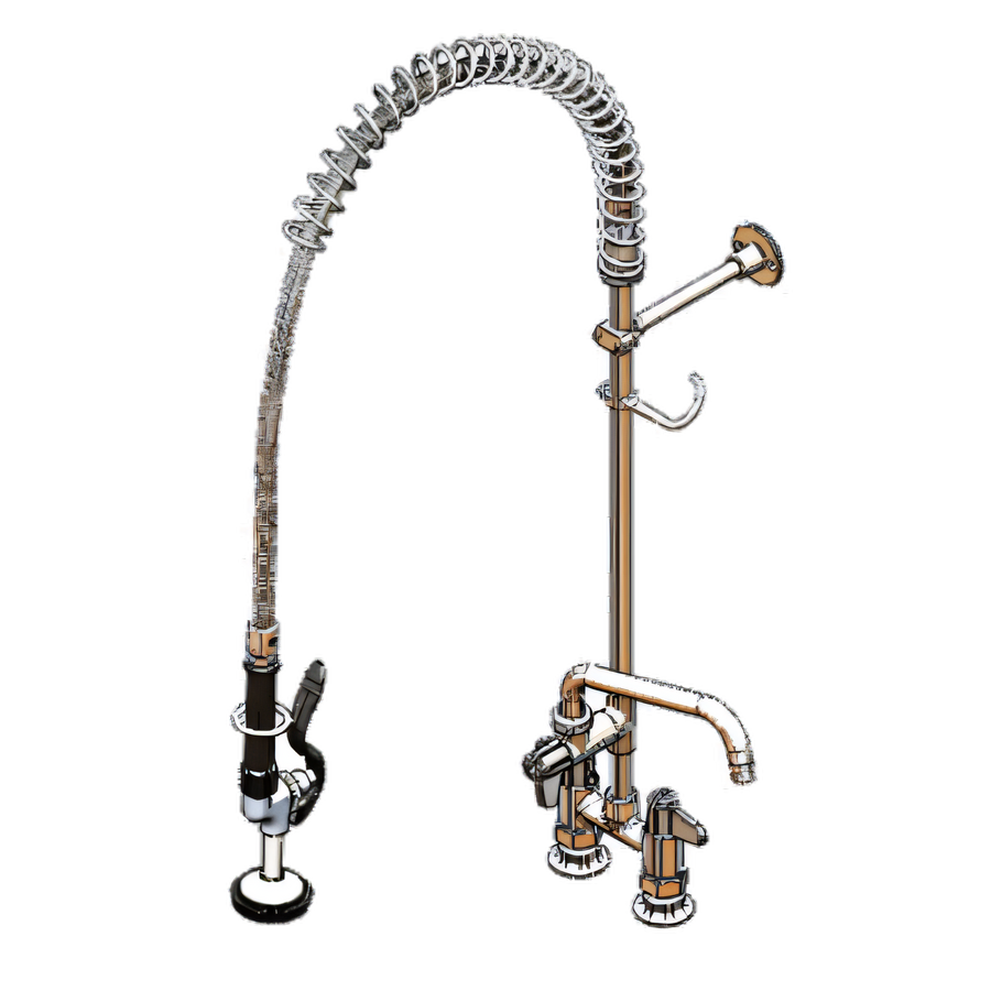 Product image #1 for equip 4-Inch Centers Deck-Mount Pre-Rinse Unit with Add-On Faucet, 8-Inch Swing Nozzle, 44-Inch Hose, and 1.15 GPM Spray Valve