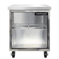 Continental Refrigerator 27-Inch Single-Section Worktop Display Freezer with Hinged Glass Door