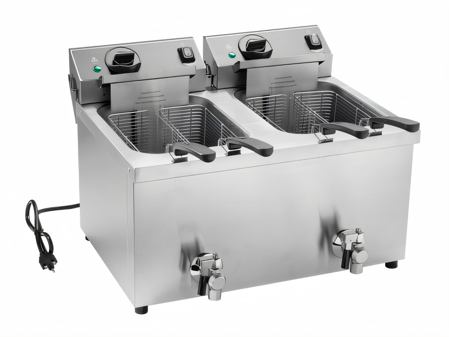 Product image #1 for Vollrath Countertop Double-Well Electric Deep Fryer, 15 lb, Stainless Steel, 208-240V