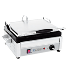 Thumbnail image #1 for Eurodib SFE02345240 Commercial Countertop Panini Press, Single, Ribbed Cast Iron Top & Bottom Plates, 14 x 10 in., Manual, 240V