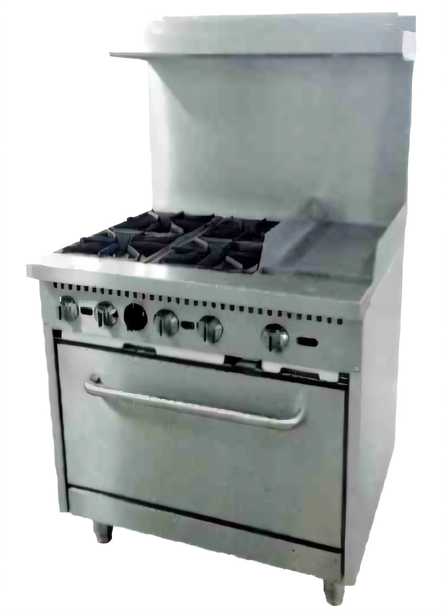 Product image #1 for Serv-Ware 36-Inch Gas Range with 4 Open Burners, 12-Inch Griddle, and Standard Oven