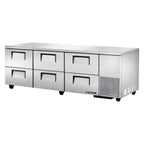Thumbnail image #1 for True Mfg. - General Foodservice TUC-93D-6-HC 3-Section Undercounter Refrigerator, 6 Drawers, Stainless Steel, 93.25" Wide