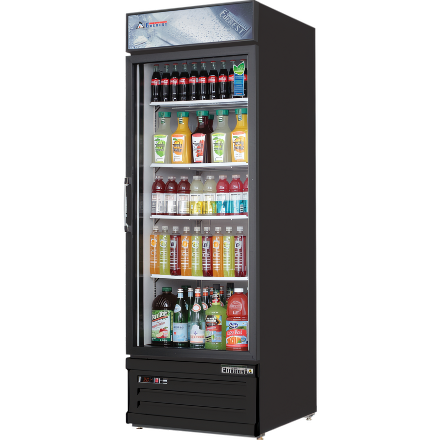 Product image #1 for Everest Refrigeration EMGR20B One-Section Glass Door Merchandiser Refrigerator, 20 Cu. Ft., Bottom-Mounted Self-Contained, Black Exterior