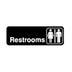 Thumbnail image #1 for Winco Restrooms Information Sign with Symbol, 9 x 3 Inch, White Imprint on Black