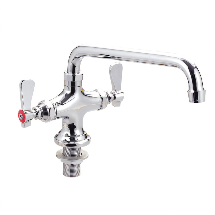 Product image #1 for BK Resources OptiFlow Heavy Duty Deck Mount Dual Valve Pantry Faucet with 10-Inch Swing Spout