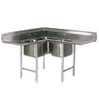 Thumbnail image #1 for Eagle Group C314-16-3-18 Corner 3-Compartment 16-Gauge 304 Stainless Steel Sink with Dual 18-Inch Drainboards