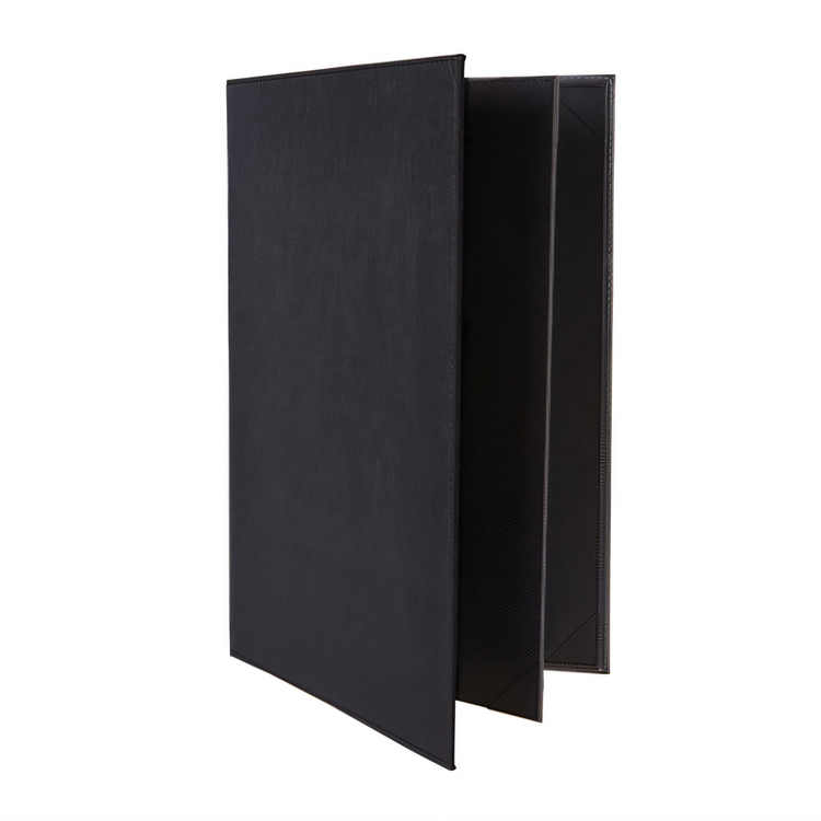 Product image #1 for Winco Legal-Size Four-View Leather-Like Menu Cover, Black