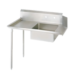 Thumbnail image #1 for BK Resources BKSDT-26-L 26-Inch Straight Soiled Dish Table, Left-Side Sink, 18-Gauge 304 Stainless Steel, 10-Inch Backsplash, Galvanized Legs