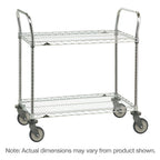 Thumbnail image #1 for Metro Super Erecta 2SPN56PS Heavy-Duty Utility Bus Cart, 60 x 24 x 39 Inches, 2 Wire Shelves, Stainless Finish