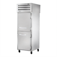 Spec Series One-Section Pass-Thru Reach-In Refrigerator with 2 Solid Half Front Doors and Glass Rear Door