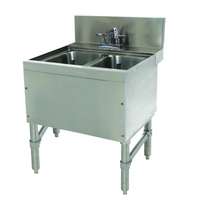 Advance Tabco Prestige 24-Inch 2-Compartment Stainless Steel Underbar Sink Unit with Faucet and 7-Inch Backsplash