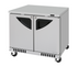 Thumbnail image #1 for Turbo Air Super Deluxe Front-Breathing 2-Section Undercounter Refrigerator, 9 Cu. Ft., 36-1/4-Inch Wide, Solid Doors