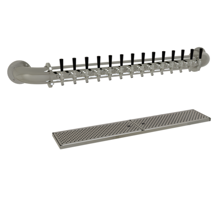 Product image #1 for Glastender Pipe Wall Draft Dispensing Tower, 14 Faucets, Wall Mount, Air Cooled, Mirror Finish